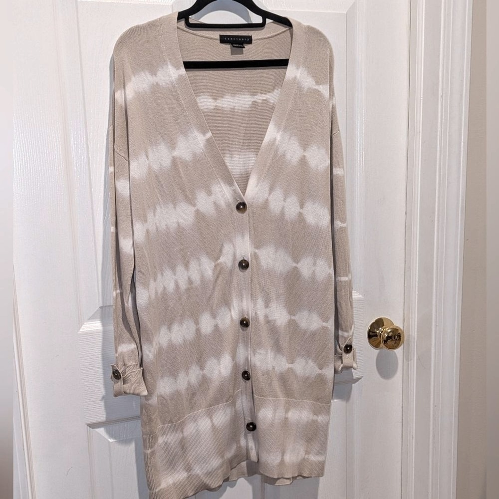 Boho Cozy Anthropologie Sanctuary Tie Dye Duster Cardigan Beige XS